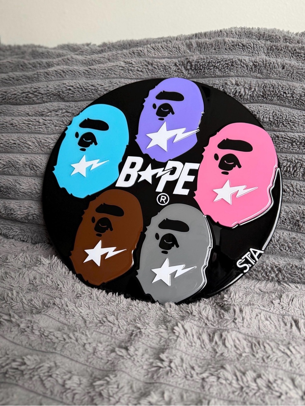 Wall art Bape Multicolor Ape Head Party Sign - Pink, Blue, Purple, Brown, Gray